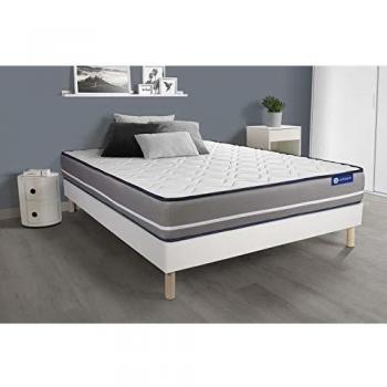 Ensemble Matelas et Sommier Actiflex Pur 140x200 cm, 20 cm d’épaisseur, Ferme – Kit Blanc