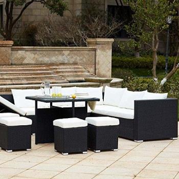 Salotto Da Giardino 10 Posti Nero/Bianco Fidji