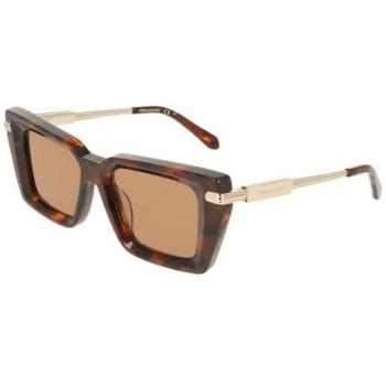 Ferragamo Women’s 240 SF2089S Square Acetate Sunglasses – Havana Brown Tortoiseshell