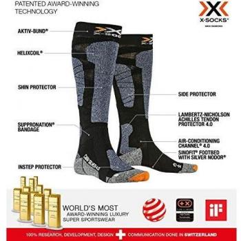 Carve Silver X-Bionic 4.0 Grey‑Black Socks – 35-38