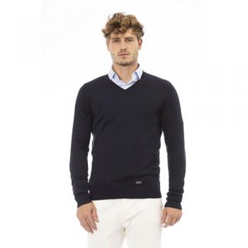 Baldinini Men's Blue V-Neck Long Sleeve Sweater