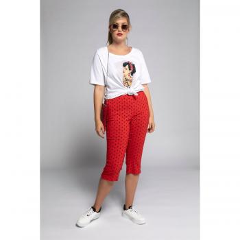 Ulla Popken Plus Size Red Polka Dot Capri Pants, Slim Leg, Size 22