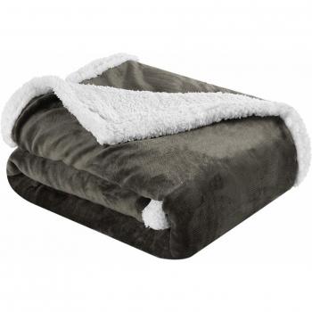 LANGRIA Couverture Plaid Peluche Effet Mouton Souple Chaude