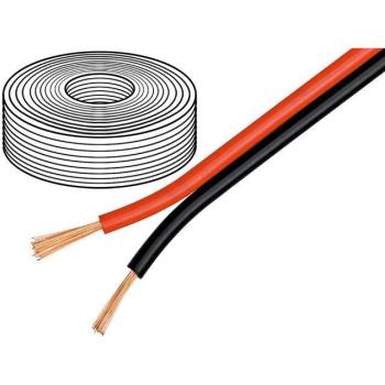50 m de câble haute puissance pour haut-parleurs – 2x0,75 mm² OFC noir rouge