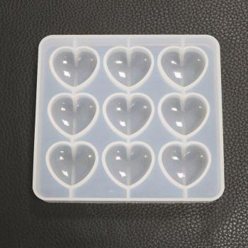 Herramientas de moldeado: Silicona cristalina, corazón, 9 agujeros, alta reflexión