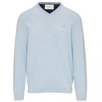 S.Oliver Strickpullover in melierter Optik mit Logo-Stickerei