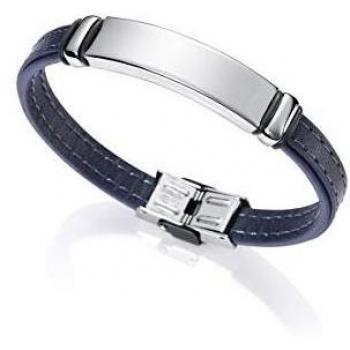 Pulsera Viceroy Fashion de Acero Inoxidable y Piel Negra con Placa de Acero