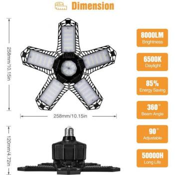 Luz de Garaje 100W LED 8000 Lumen + Ventilador y Lámpara Industrial