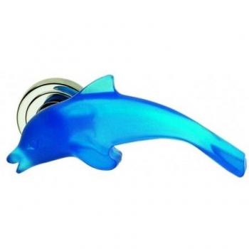 Poignée de Porte en Résine Bleu sur Rosace Chromée