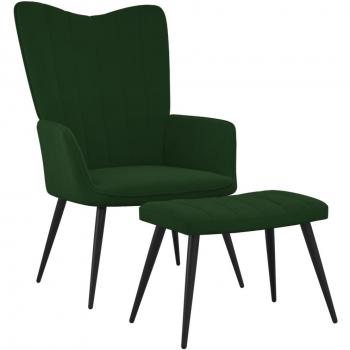 VidaXL Relaxsessel mit Hocker Dunkelgrün Samt