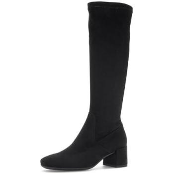 Milano Gabor Damenstiefel – 38,5 XS, schwarz, Veloursleder, Textil, 42 cm Schafthöhe, Blockabsatz