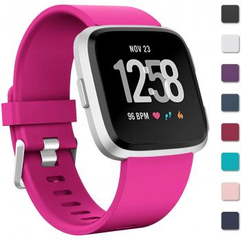 Zekapu Sport Accessory Band for Fitbit Versa/Versa Lite (Large, Rose Red)