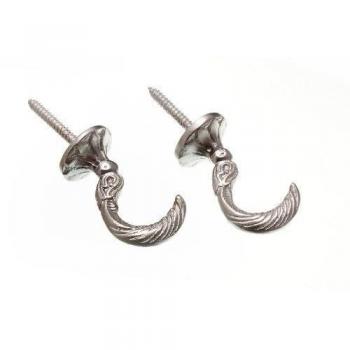 Egyptian Matt Chrome Curtain Tie Hold Back Hooks 45mm