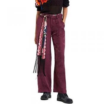 Desigual Pantalone Verde Viscoja con Cintura e Foulard