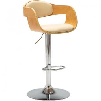 Tabouret de bar crème bois à courbure douce