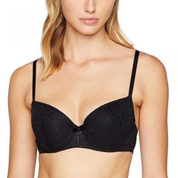 Dim Daily Glam Sujetador para mujer con encaje y relleno, Negro