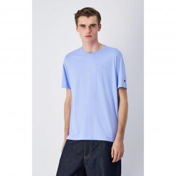 Champion Heren T-shirt, Crewneck, Katoen, Blauw met logo