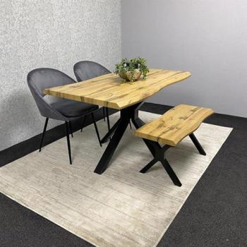 KOSY KOALA Classic Brown Dining Table + 2 Grey Chairs & Bench