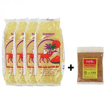 Semoule Excellence 1kg – Grain moyen – Assortiment d’épices offert – Légumor – 4 sachets