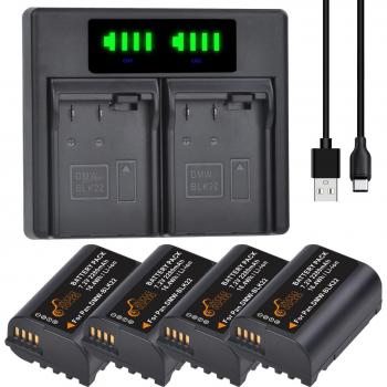 Pack batterie Pickle Power 2280mAh DMW-BLK22 avec double chargeur et affichage LED pour Panasonic Lumix DC-S5