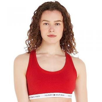 Sport-Bustier, Damen, Gr. XL (46), N-Gr, rot (primary rot), Stoff, Obermaterial: 53% Baumwolle, 35% Modal, 12% Elasthan, TOMMY HILFIGER UNDERWEAR, mehrfarbig, sportlich, extraeng, BHs, mit TH-Schriftzügen auf dem Unterbrustband