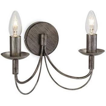 Netlighting Regency 2-Light Wall Mount Indoor Candle Light in Antique Silver, E14 bulb