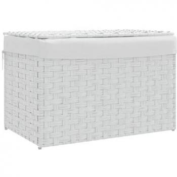 Cesto de Lavanderia com Tampa Vime PE Branco 55,5x35x34 cm