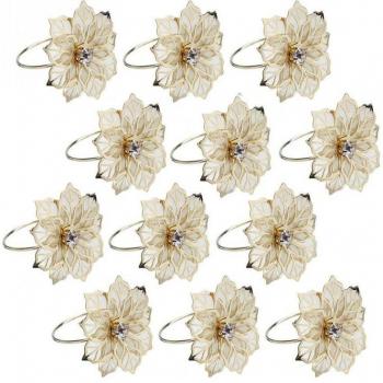 12pcs Crystal Flower Napkin Holders