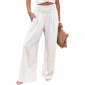 Ropa Mujer: Pantalones Palazzo Lino Blanco 2XL