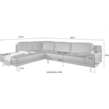 Lisa L‑Form Ecksofa, cremefarben, chrombeine