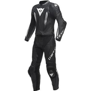 Tuta in pelle da moto Dainese Laguna Seca 5 2 pezzi S/T Nero Bianco 30