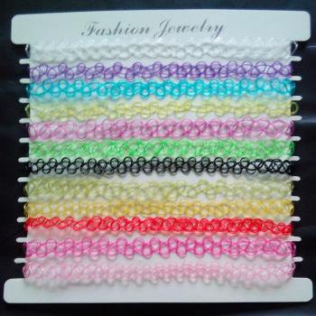 12pcs Mixed Color Tattoo Choker Necklace Set