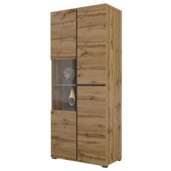Rocío Havana Vitrina Dual Puerta LED en Roble y Negro