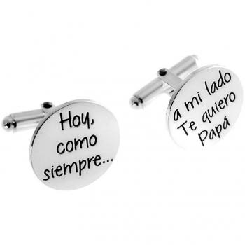 Gemelos personalizados con la dedicatoria Hoy como siempre a mi lado te quiero papá en