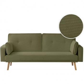 Canapé Droit Scandinave ELGA Convertible 3 Places Velours Côtelé Vert Sombre