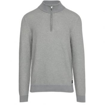 Troyer Pullover in Light Grey – Regular Fit, 100 % Baumwolle, Bi‑Color, Größe S