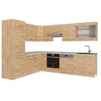 Angle cuisine Fame‑Line 227x60 cm – Chêne Doré & Marbre PT (Vicco)