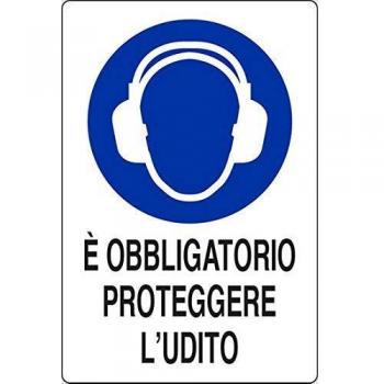 Cartello Alluminio Uso Cuffie Obbligatorio 20x30 cm