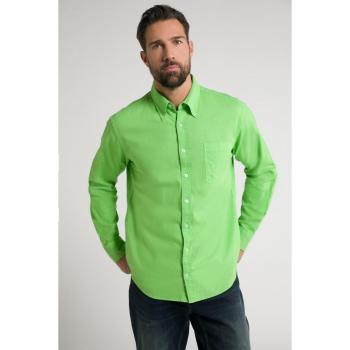 Camicia Lino Verde 7XL Uomo Maniche Lunghe Colletto Button-Down, JP1880