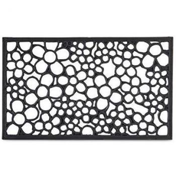 Tapis d'entrée antidérapant 75 x 45 cm noir motifs fleurs
