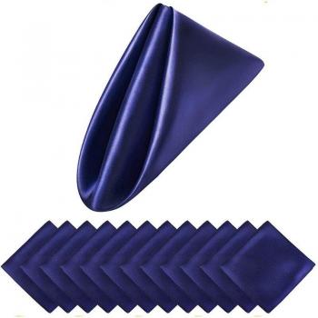 12x 50 cm Satin Square Cloth Napkins with Handkerchief Pockets
