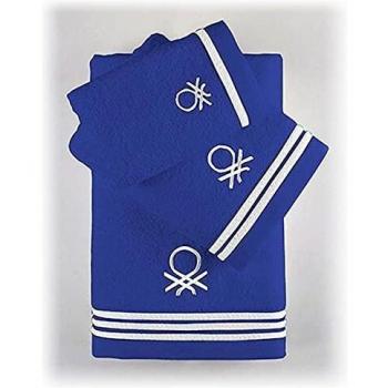 Pack de 3 Serviettes de Bain 30 x 50 cm, 50 x 90 cm, 70 x 140 cm 450 g/m² 100 % Coton Bleu