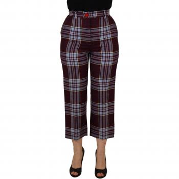 Dolce & Gabbana Cropped Wool Pants with Zipper Closure and Logo Details