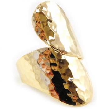 52 K Golden Cléopatra Ring – 33 mm, Hammered Finish