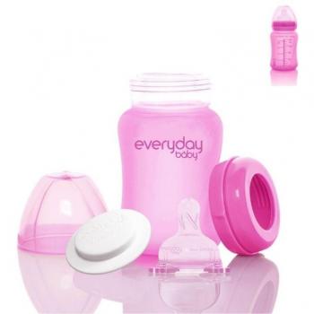 Biberão de Vidro 150ml Fúcsia com Silicone Everyday
