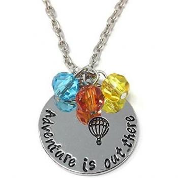Cadoline 18 Adventure Charm Necklace – Silver-Tone, 2.5 cm Engraved Pendant