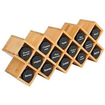 Countertop Bamboo Spice Rack – 18 Jar Capacity