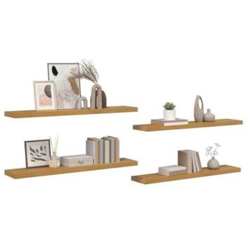 Beige Wall Shelves by Vida XL – 4 Pieces, 120×23.5×4 cm Engineered Wood