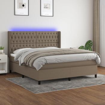 Lit double avec matelas et LED Taupe 160x200 cm Tissu