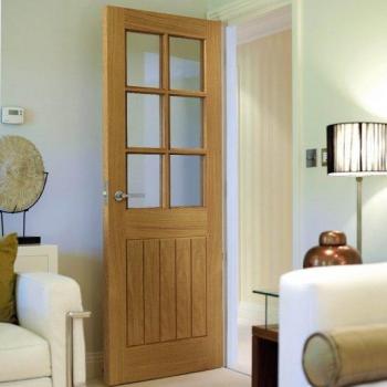 JB Kind Thames Unfinished Oak 1P 6L Internal Glazed Door